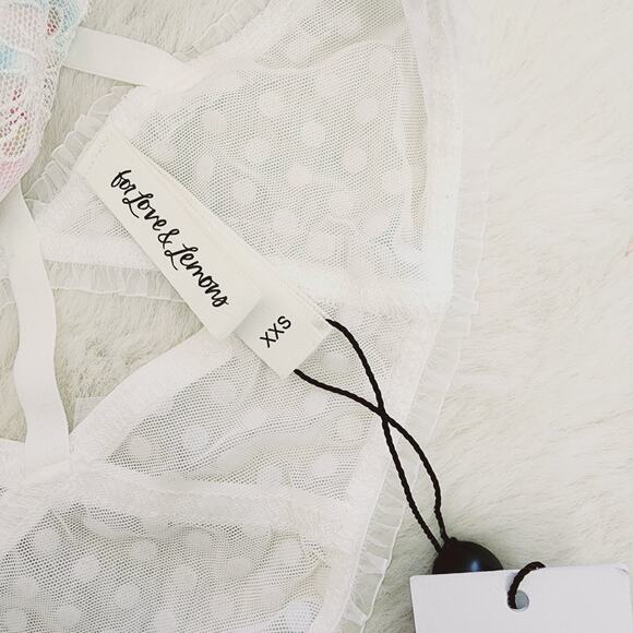For Love and Lemons Outline White Rainbow Floral High Waisted Panty XXS NWT - Picture 8 of 13